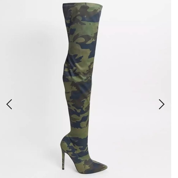 ASOS Camouflage stiletto thigh high boots - Picture 6 of 8